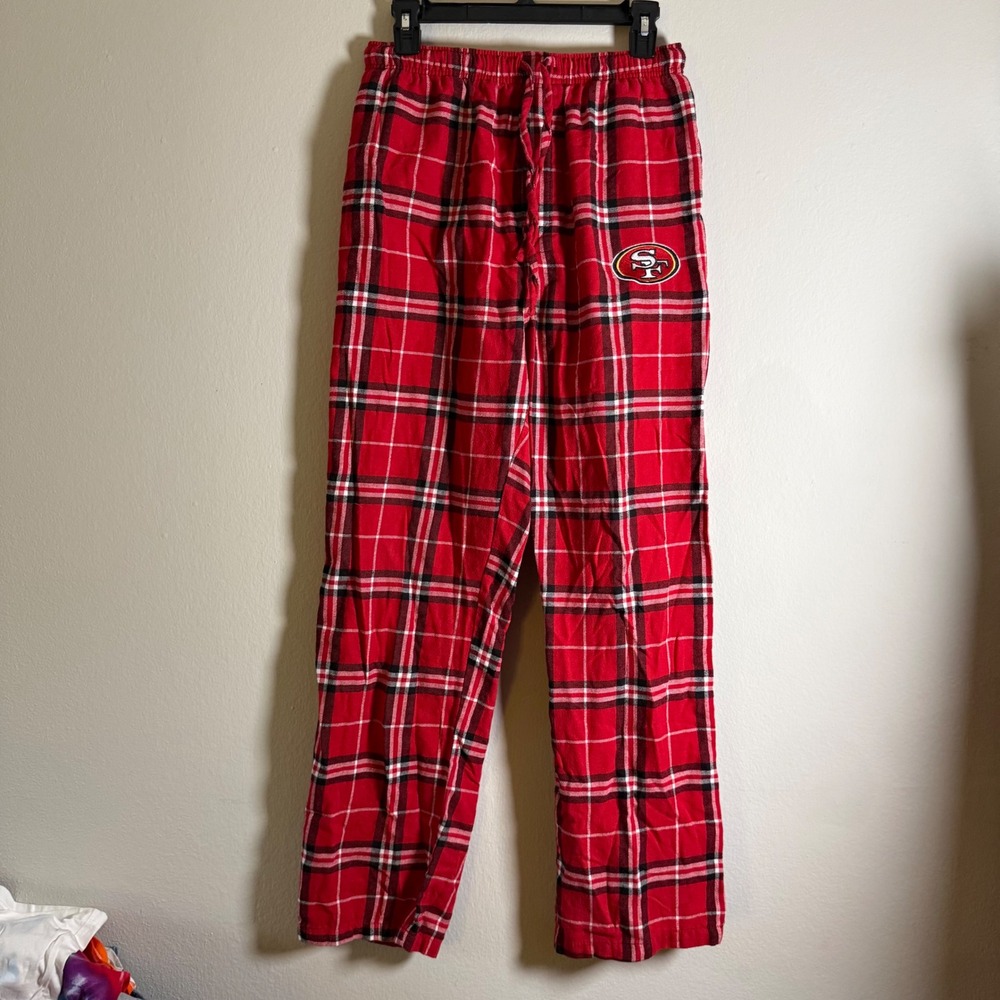 NFL San Francisco 49ers Mens Red‎ Plaid Pajama Pants Lounge Sleepwear Large